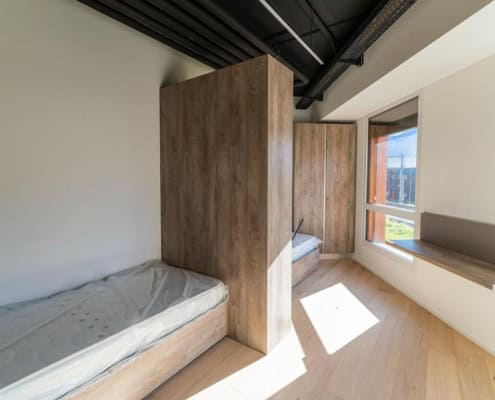 Habitación de estudiantes en residencia de Aelo Swiss Academy, Locarno.